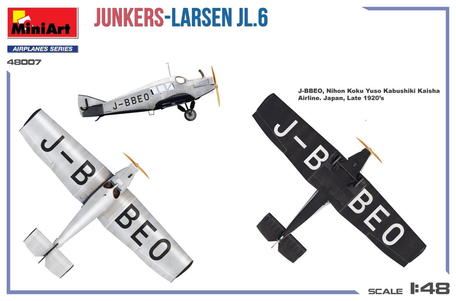 Mini Art 48007 1:48 Junkers-Larsen JL.6 - originalgetreue Nachbildung, Modellbau, Plastik Bausatz, Basteln, Hobby, Kleben, Modellbausatz, Zusammenbauen, unlackiert