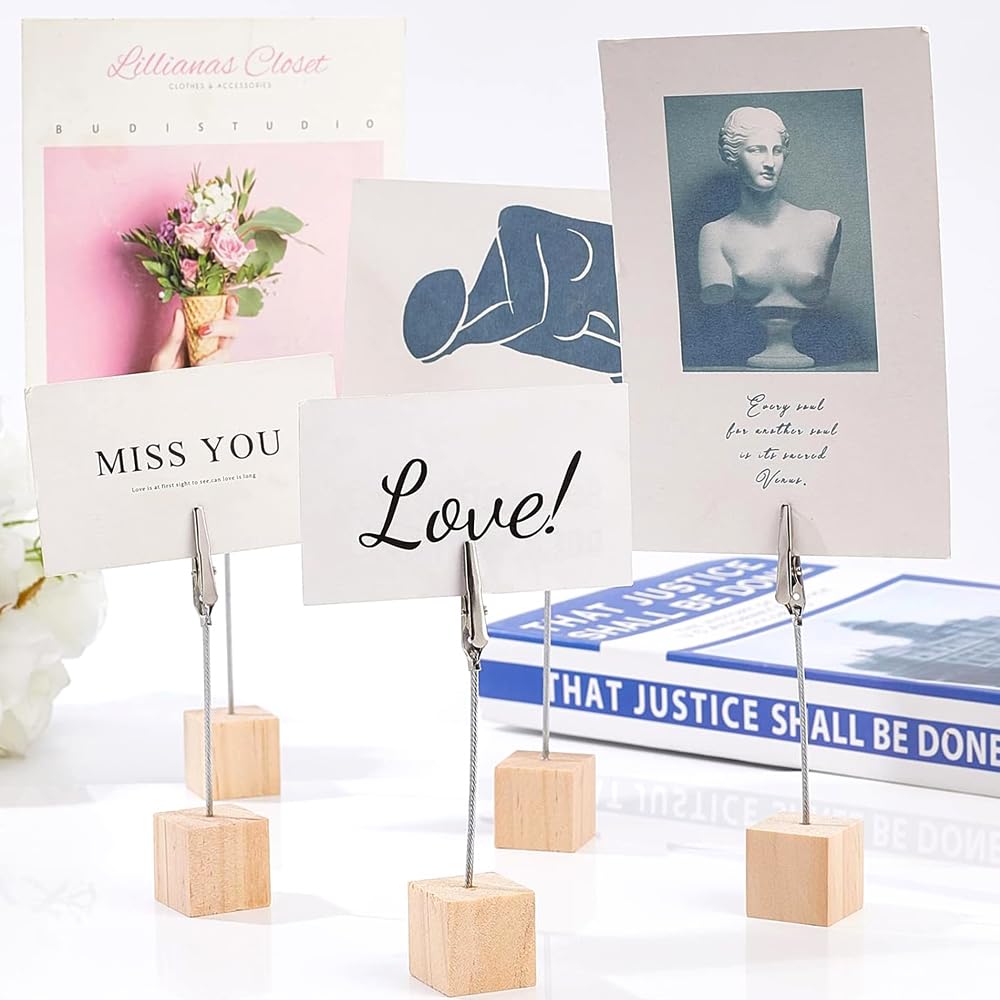 20 Pcs Portafotos Pinzas Foto Titular Memo Clip Carpetas de Mensajes Soporte Fotos Pinza Con Pino Base de Cubo Cierre de Pinza De Cocodrilo para DecoracióN de Oficina Boda Fiesta Hogar