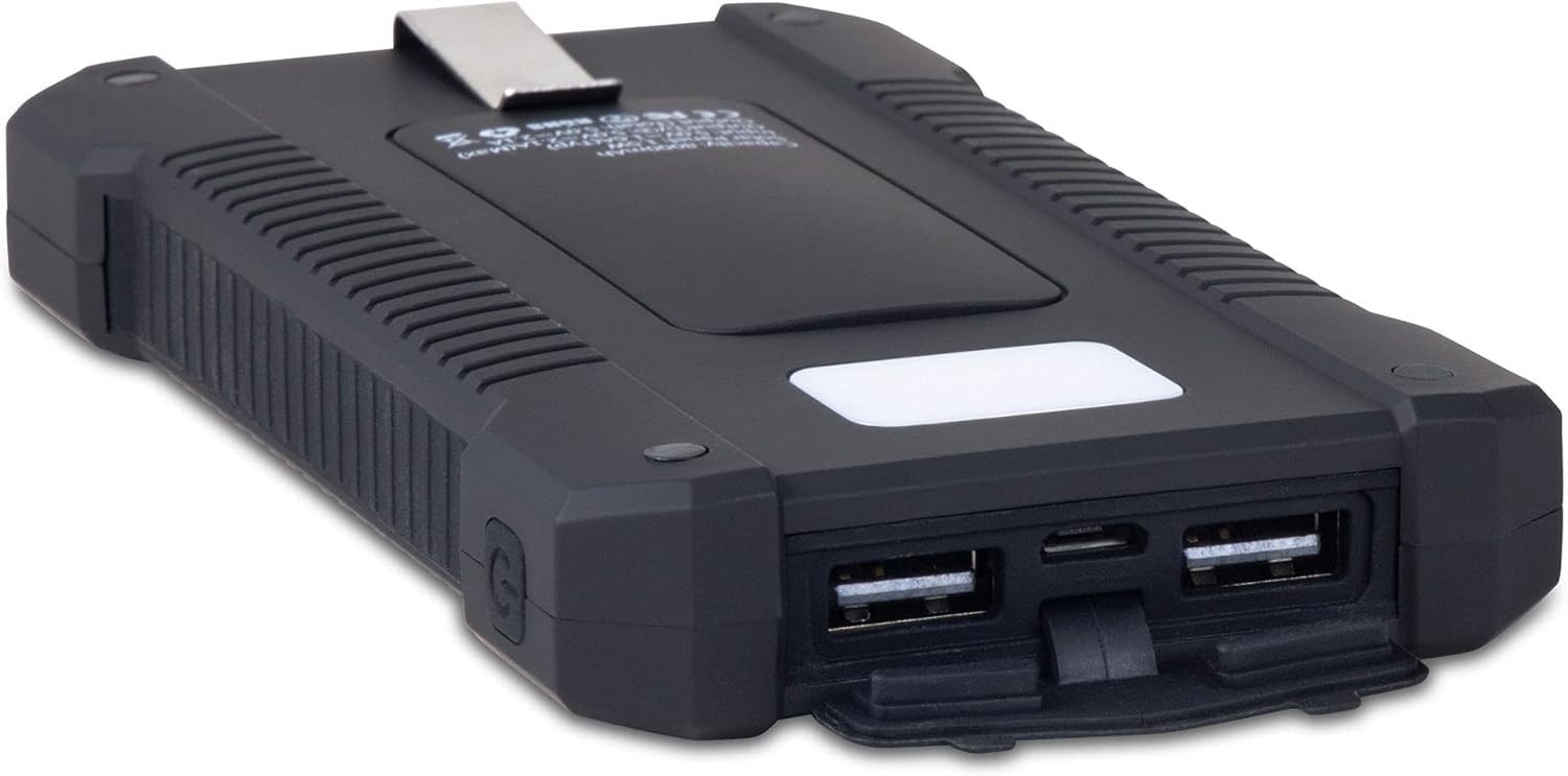 4Patriots Patriot Power Cell: Portable Solar Power Bank - Rechargeable External Battery 2 USB Ports, 8,000 mAh Lithium Ion Battery, LED Flashlight and IP67 Water Resistant for Hiking or Emergencies