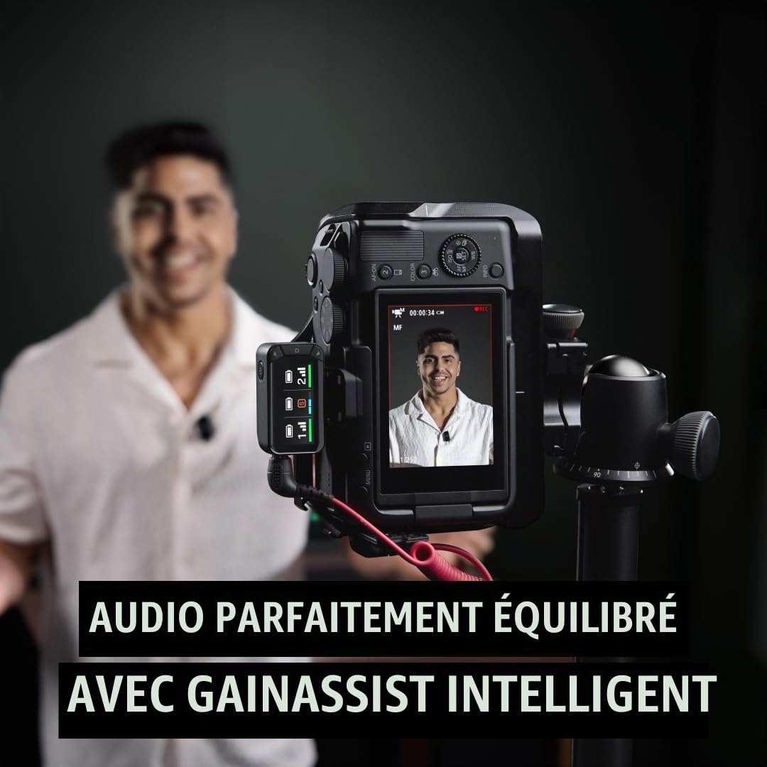 RØDE Wireless Micro - Kit de Microphone sans Fil Compact pour caméra, Deux micros avec récepteur pour caméra, récepteur pour Smartphone et étui de Charge pour la création de Contenu - USB-C, Noir