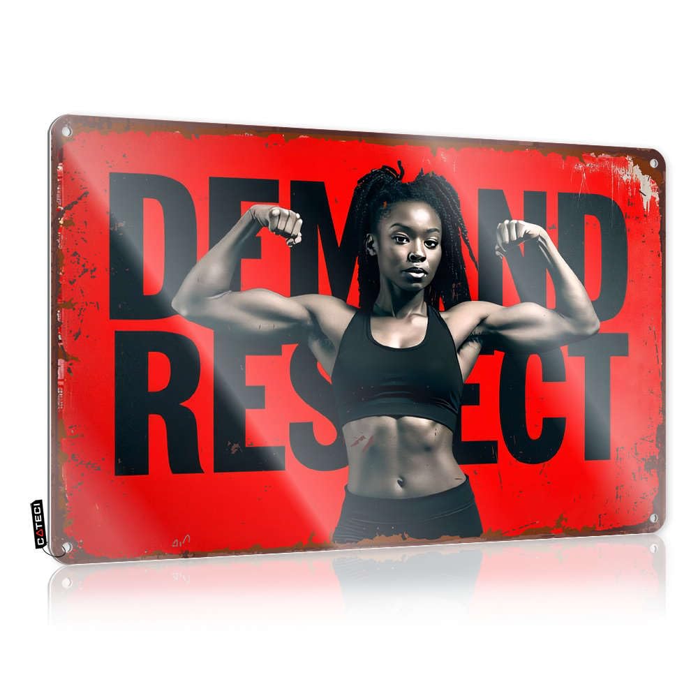 Preppy Retro Wall Decor, Wall Affirmation Demand Respect Fitness Motivation | Farmhouse Basement Bar Decor(30X40CM)