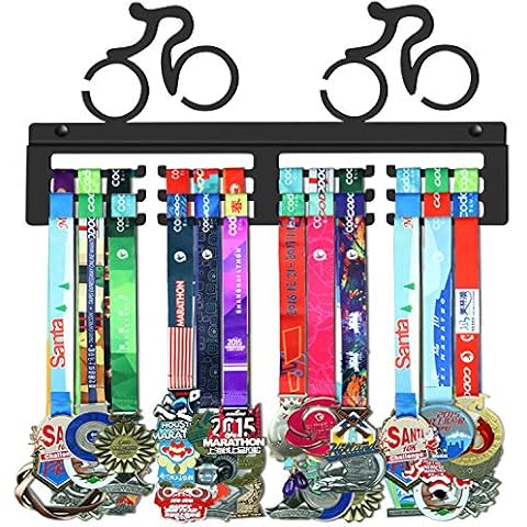 WEBIN Cycling Medal Holder Display Rack,Cyclists Medals Hanger,Black Sturdy Steel Metal,Wall Mount Over 50 Medals Cover