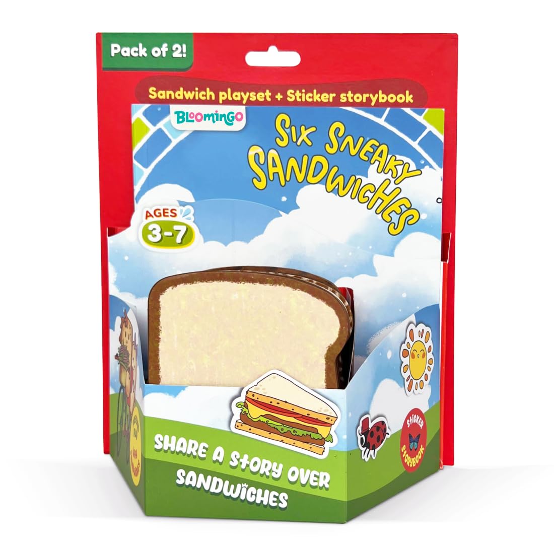 Bloomingo Pretend Play KitSix Sneaky Sandwiches: Fun Sandwich Making Set for Kids; Make Your Own Sandwiches & Complete The Story with 100+ Fun Stickers ; Birthday Gift for Boys & Girls Ages 3,4,5,6,7