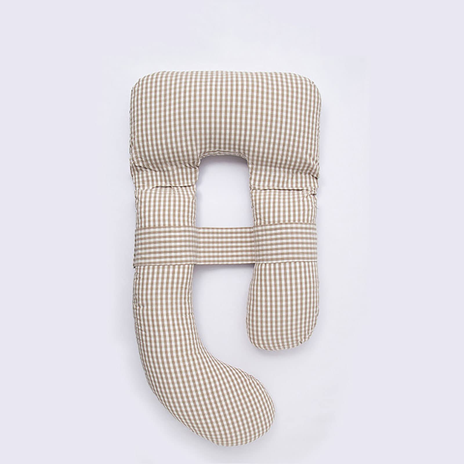 Maternity Pillow Detachable U-Shaped Maternity Support Pillow Maternity Sleep Pillow Beige Plaid Texture