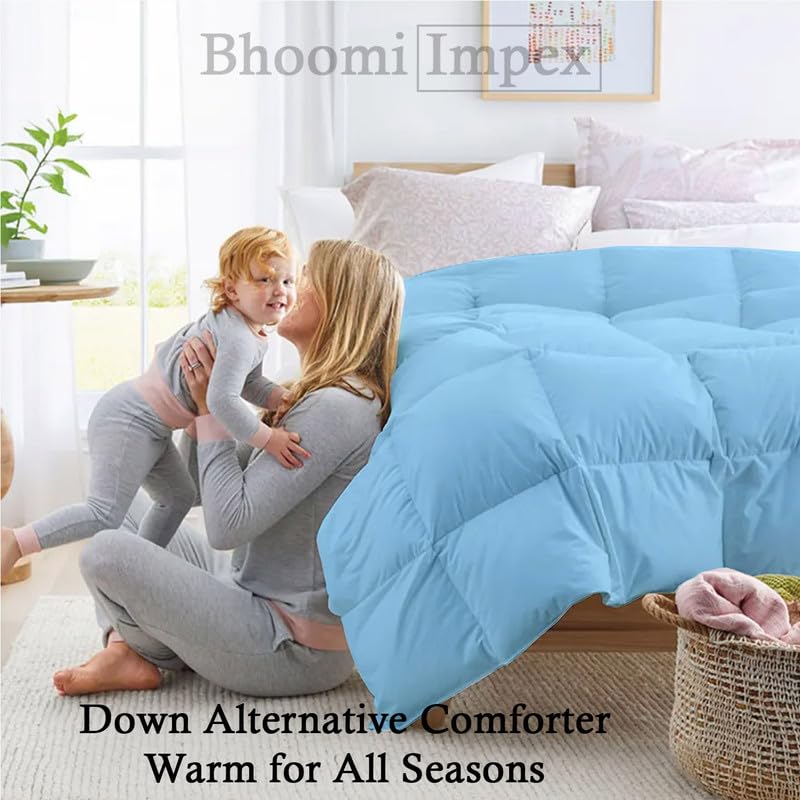 Image of Down Blanket, Extra Lightweight Summer Comforter for King Bed | 100 GSM Ac Comforter Super Soft Fluffy ComforterKing Bed Comforter | Dohar | Duvets |Soft Microfiber Fabric (100 GSM, Light Blue)