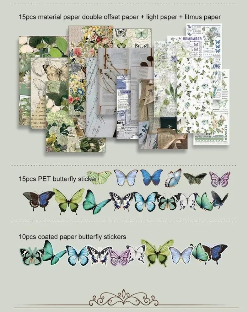 Image of Invite Enterprise Paperwrld Vintage Butterfly Scrapbooking Box (Enchanted Garden-Green)