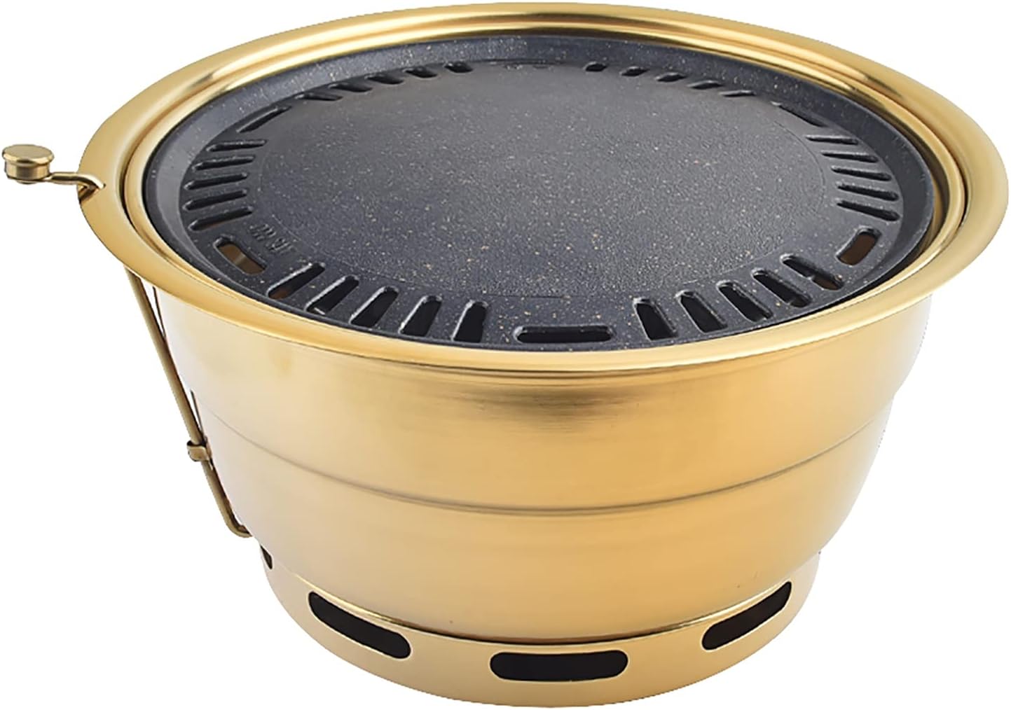 Portable BBQ Grill, Stainless Steel Charcoal BBQ Smoker Grill With Lid And Carbon Box 34x17cm For 6-10 People(D)