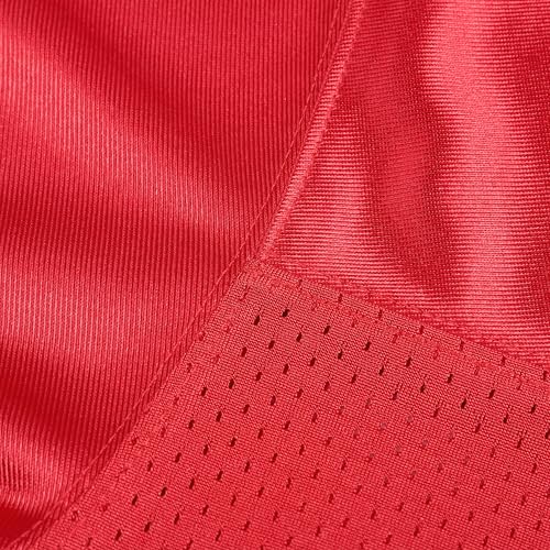 DEHANER Red American Football Jersey for Men Women Fitness Fashion T-Shirts Sports Uniforms Workout Retro Tops Cool Outfit Black Stripe-Red Jersey,Men Size Small