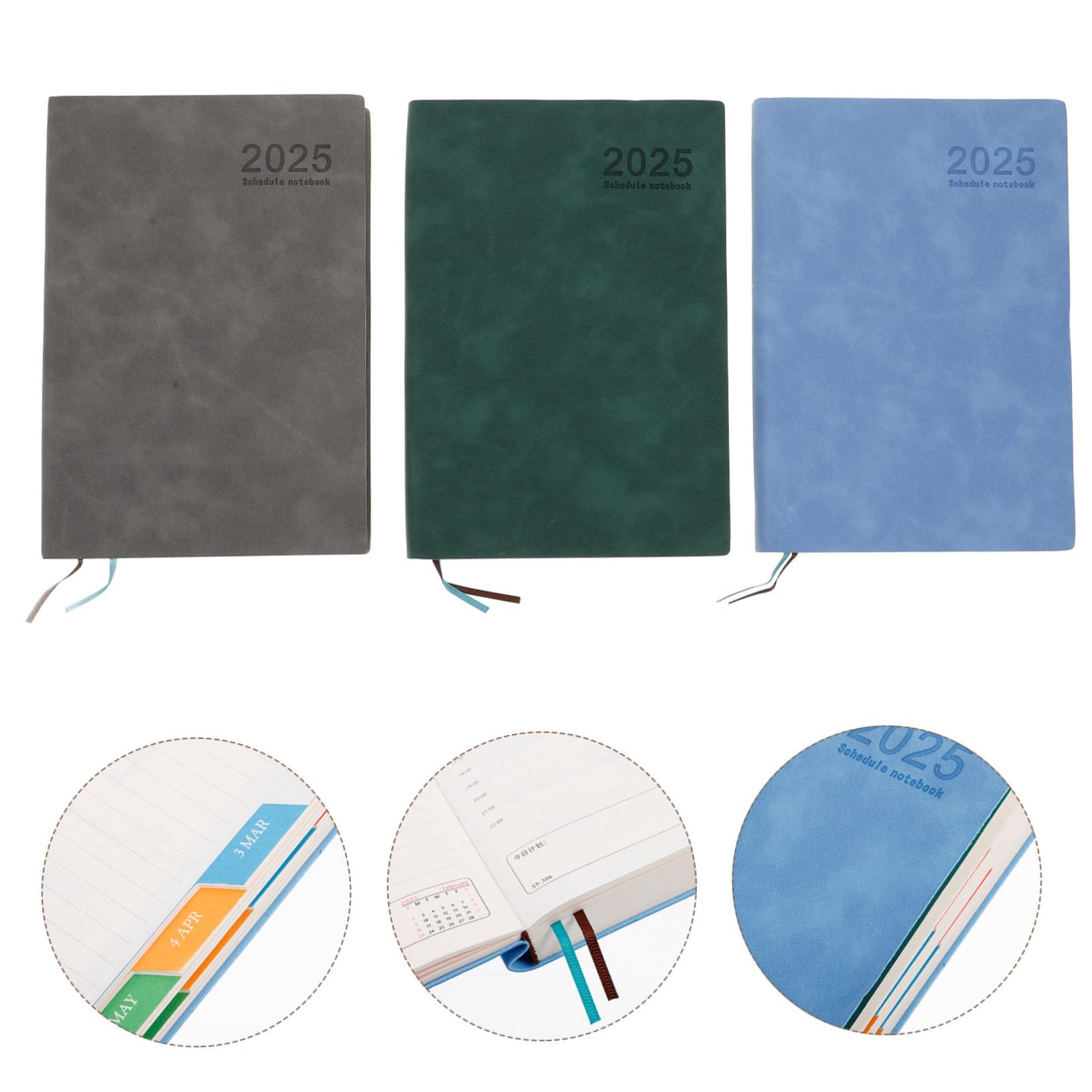 Pianificatore Giornaliero 2025 A5, Organizer Notebook 3 Pezzi | Agenda Giornaliera senza Data, Quaderno Giornaliero per Lav, Decorazioni Scuola