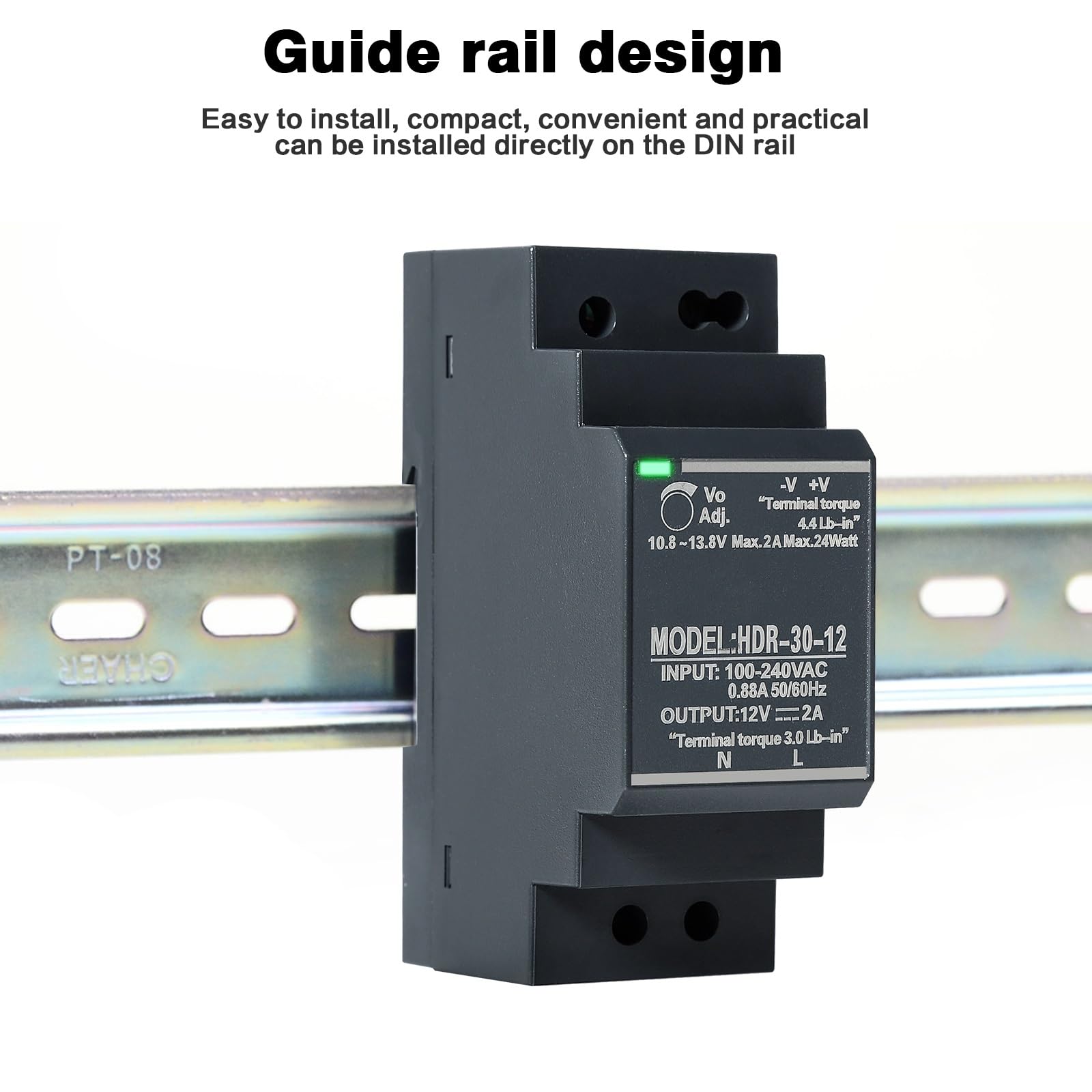 BuyWeek Alimentation sur Rail DIN 30 W 12 V 2 A, transformateur d'alimentation sur Rail AC vers DC, entrée AC 100 V-240 V, Sortie DC 12 V