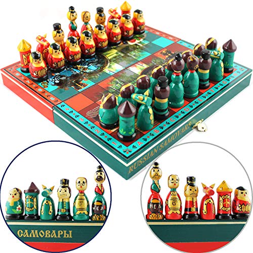 AEVVV Jeu d'échecs traditionnel russe Samovar 32 pièces 2 joueurs 12+
