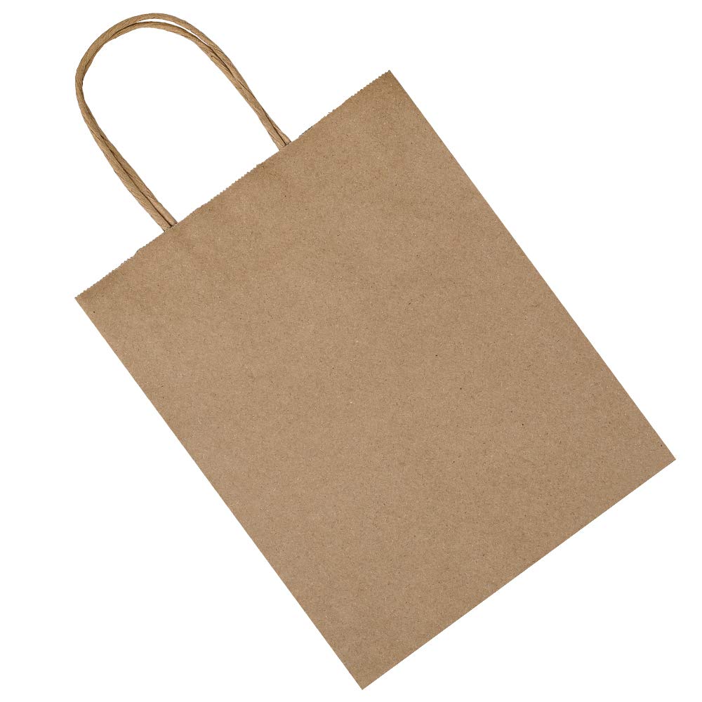 100 Sacchetti Regalo In Carta Kraft Marrone Con Manici – 14,7x8,25x20,9 Cm – Ecologici E Fai Da Te