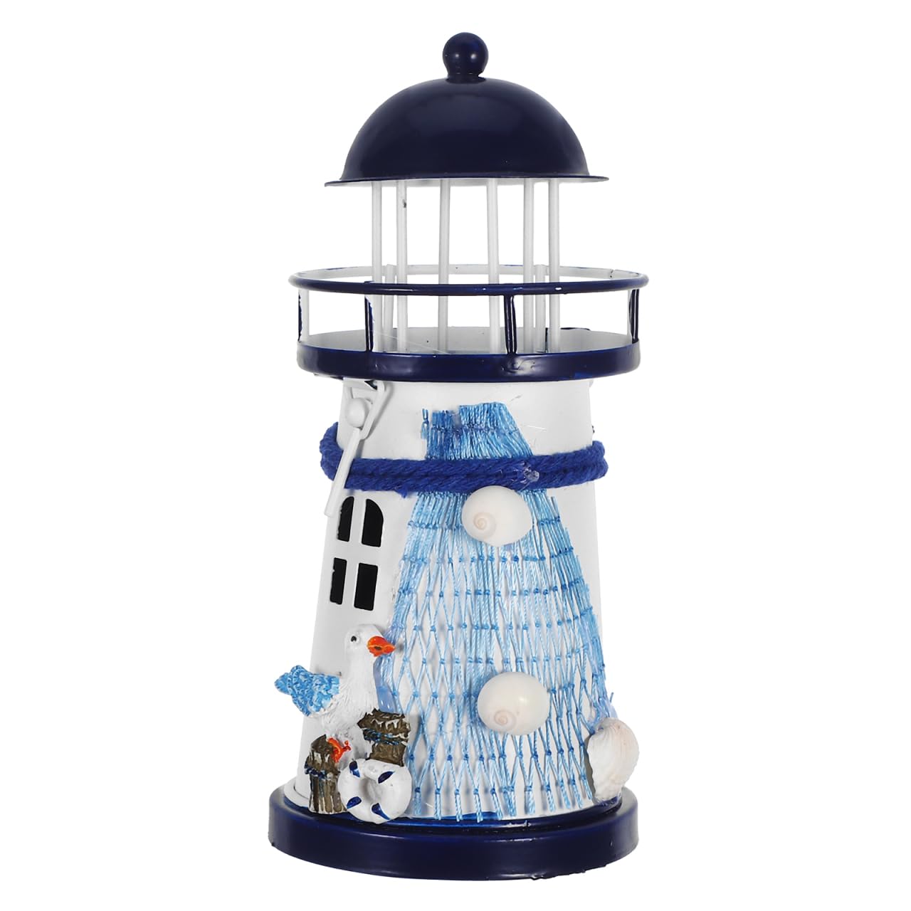 VOSAREA Portacandele a forma di faro, in metallo, per tavolo, camera da letto, soggiorno, 15 cm