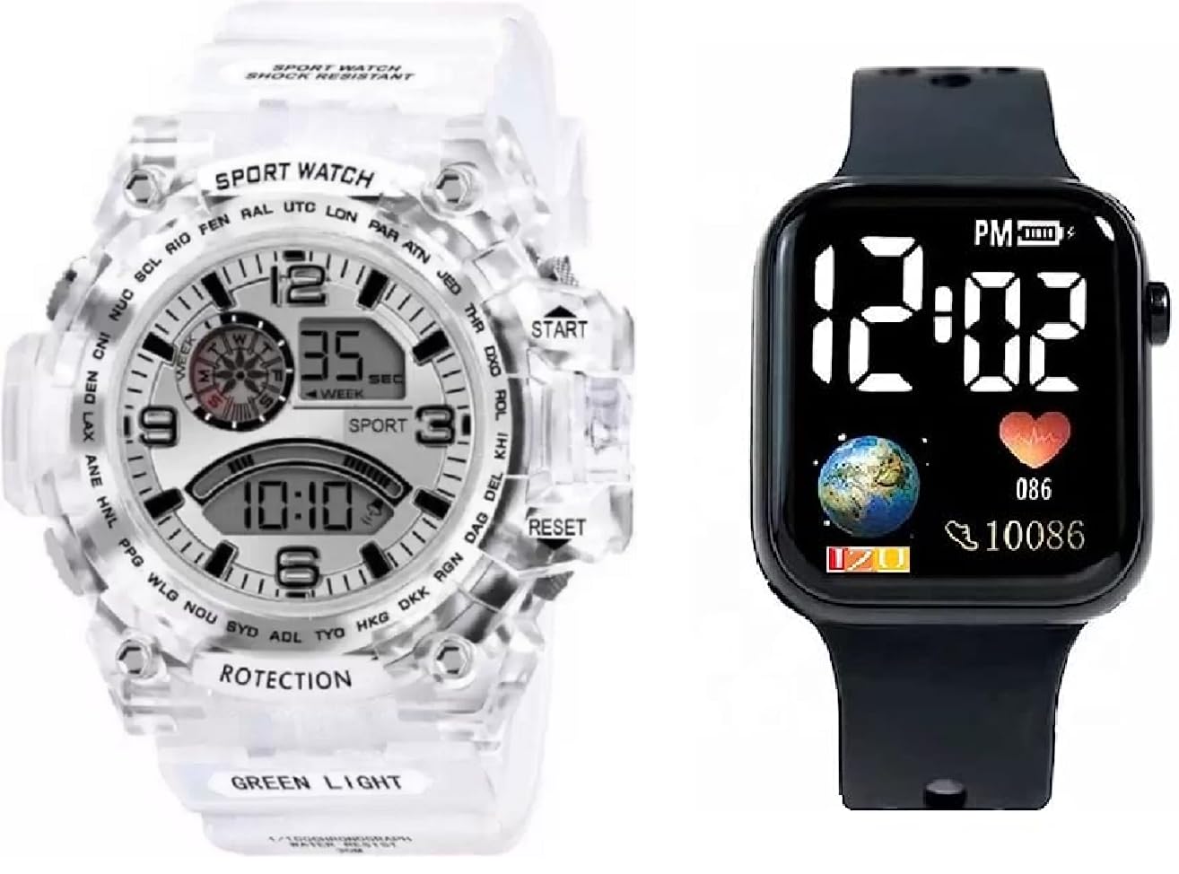 SELLORIA A Digital Shockproof Multi-Functional Automatic Waterproof Digital Sports Watches for Mens Kids Watch for Boys - Watch for Men Pack of 2 (White) (B0CBS8N4Q2) Amazon Price History, Amazon Price Tracker