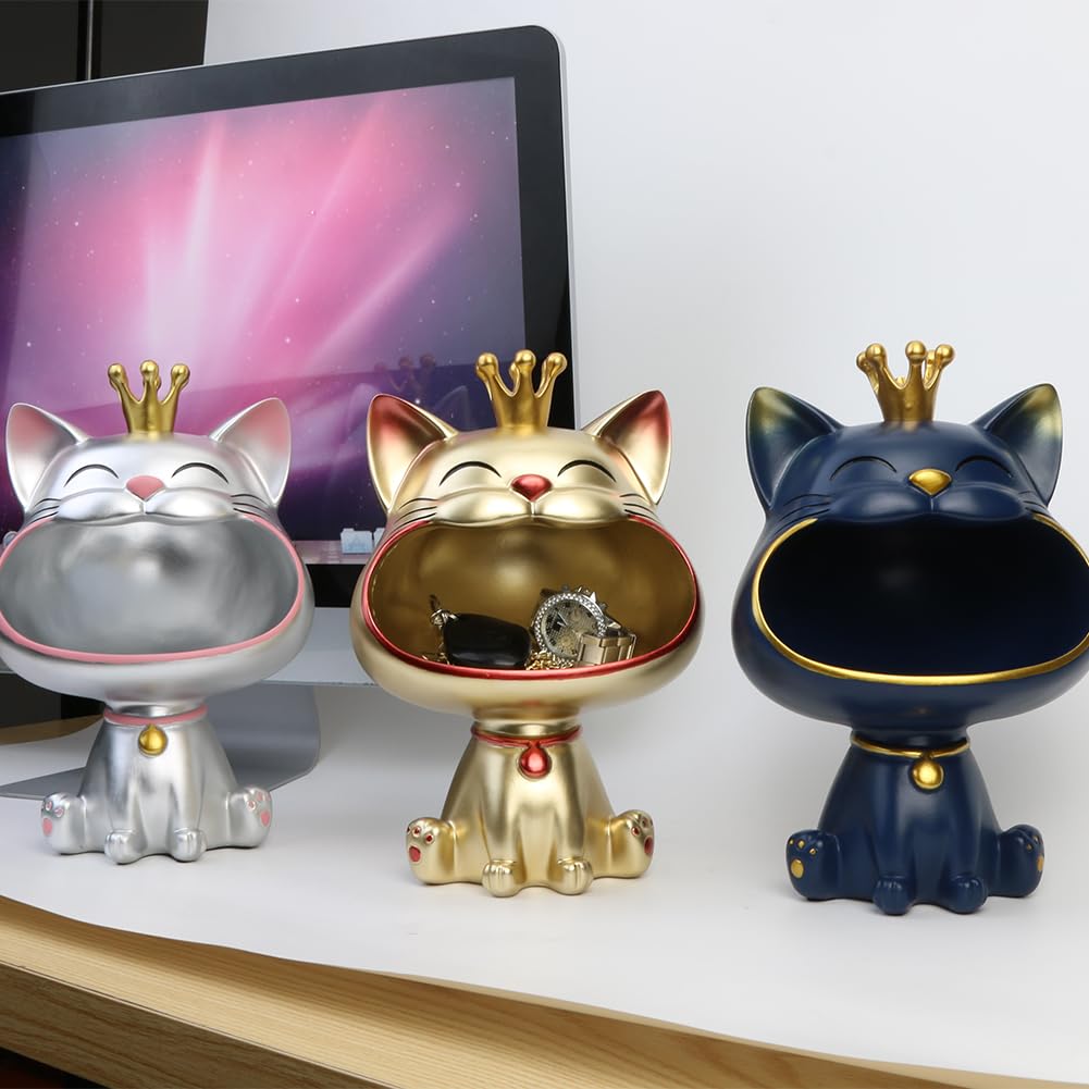 Amazon.co.jp: BLOOOK 笑い猫フィギュア 像 大きな口猫収納ボックス