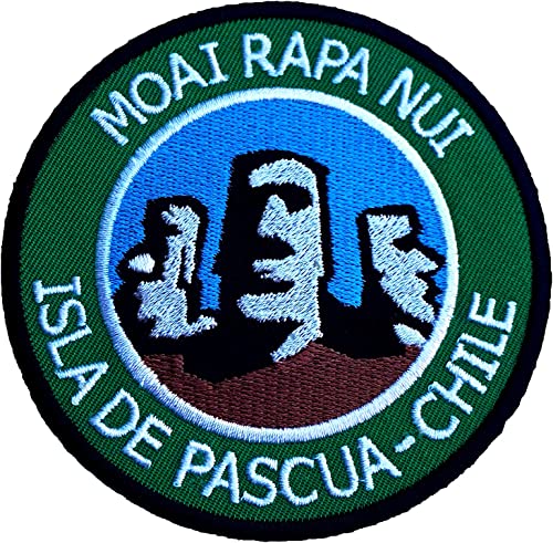 Moai Rapa Nui Easter Island Embroidered Iron On Patch / 3.5 Inch Embroidered Badge Giant Heads Trekking Applique #TOP18