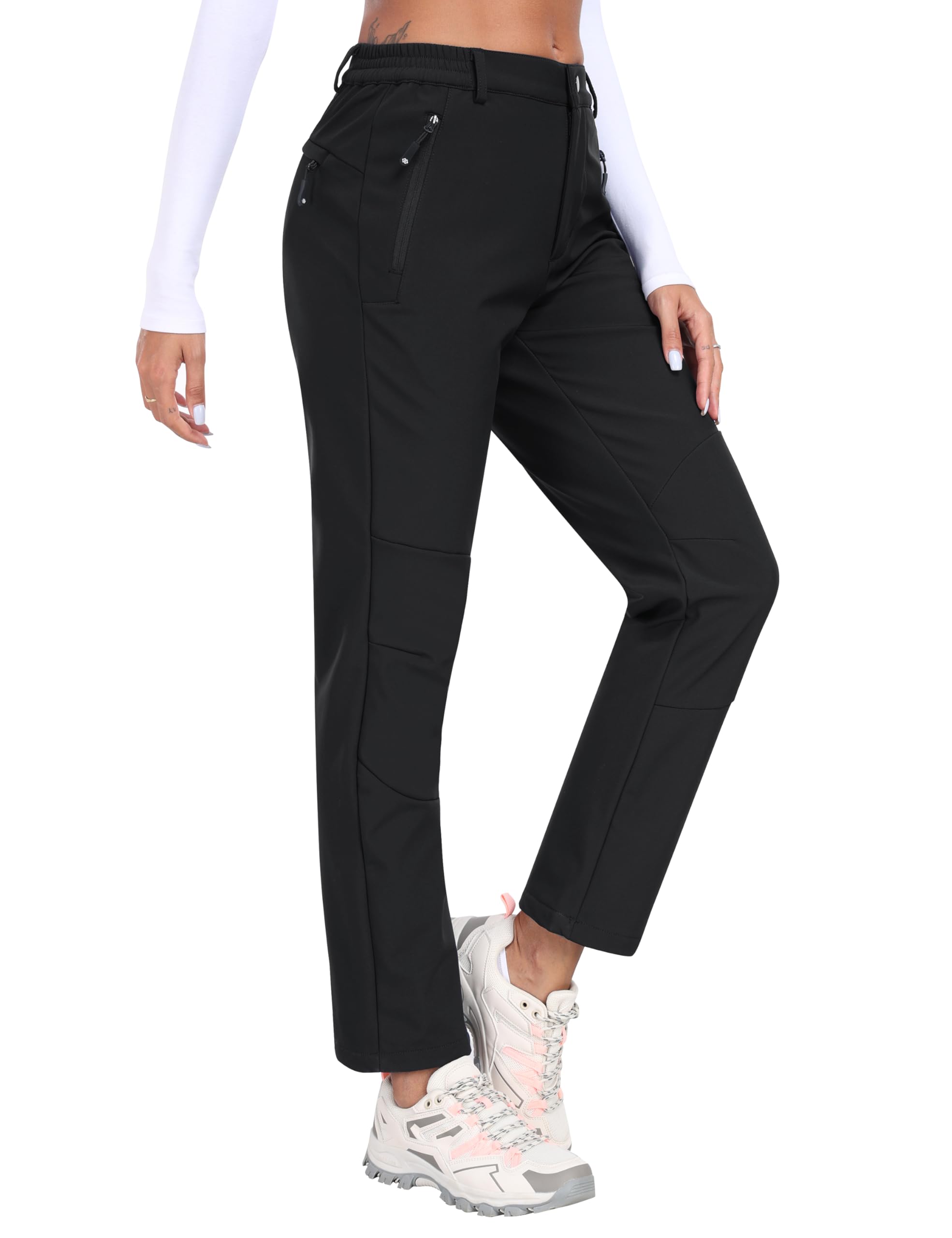 MoFiz Women's Hiking Pants Insulated Outdoor Snow Ski Pants Warm Winter Soft Shell with Zipper Pockets