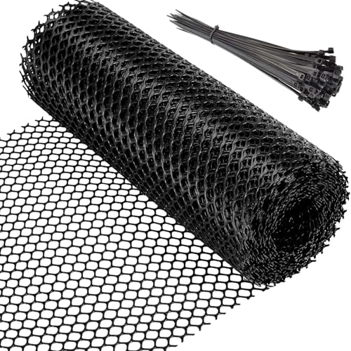 LCOUACEO Kunststoffgeflecht Kunststoffzaun 0,4m x 6m Hühnerzaun Geflügelzaun Hühnerdraht Kaninchendraht mit 40 Stück Kabelbindern für Geflügel Garten Balkon Schutznetz Zuchtnetz