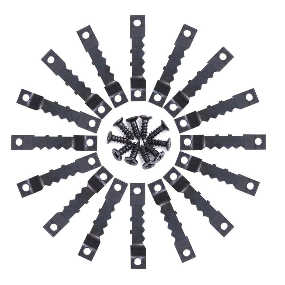 P-D-W 100 fotohangers tandhangers incl. schroeven zaagtand hanger dubbel gat tweezijdig voor fotolijsten zwart