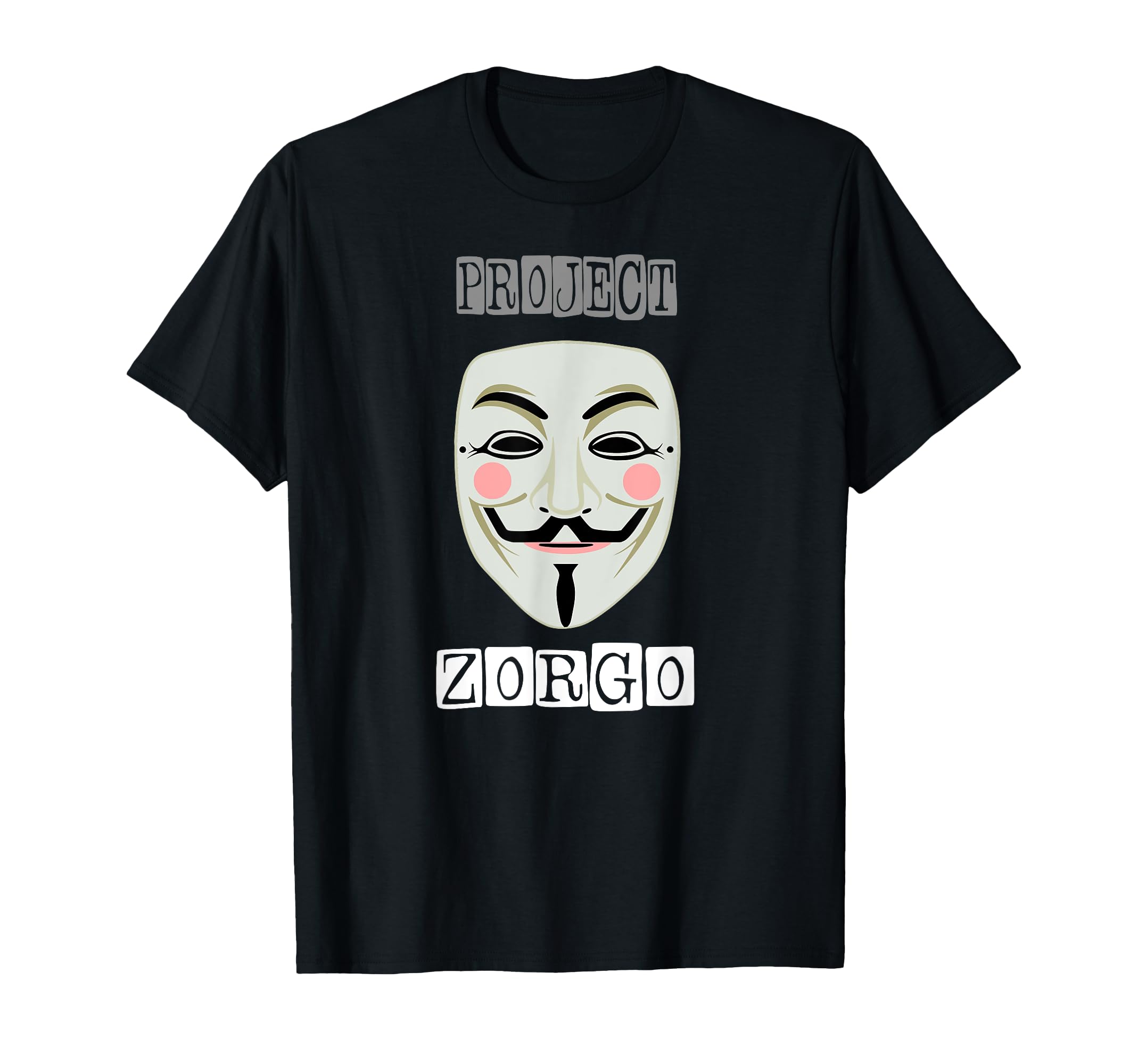Project Zorgo Anonymous Mask Hacker T-Shirt, Black