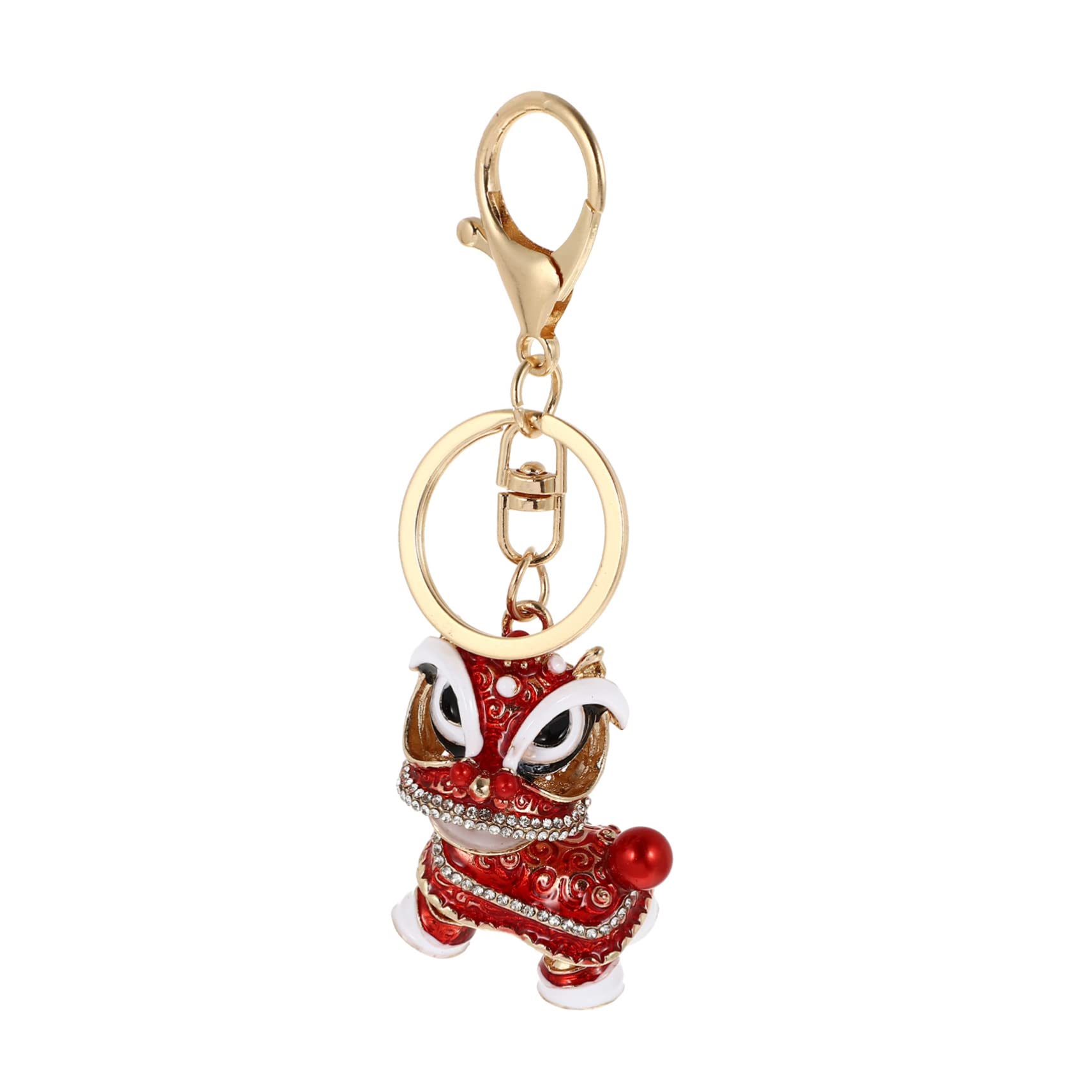 Decorative key rings, Unique Keyholder Pendant Small Lion Dance DIY Red Large Head Rotating Fashionable Chinese Decor