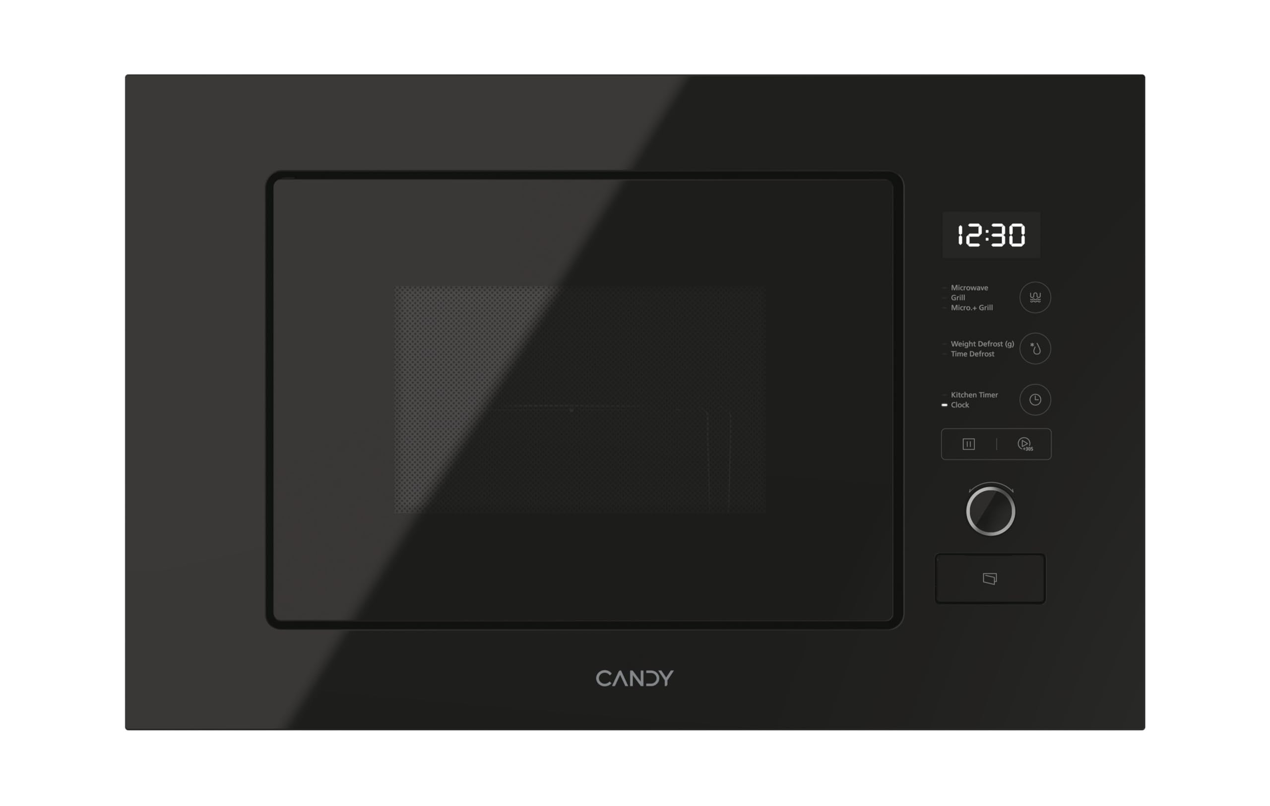 Candy MICG20GDFB Einbau-Mikrowelle I Volumen: 20 Liter I Mikrowelle: 800W, Grill: 1000W I schwarzes Glas
