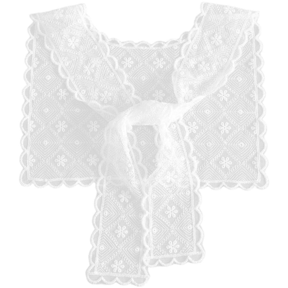Fituenly Mesh Lace Chiffon Fake Collar for Women, Removable Shawl Wrap, Decorative Embroidery Collar for Evening Party Dress Shirt Accessories