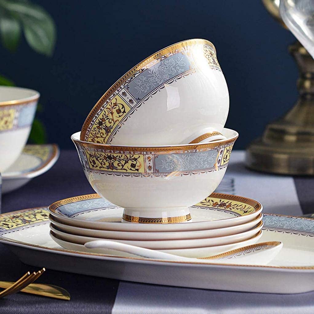 Zestaw obiadowy, 40 sztuk porcelanowego zestawu obiadowego dla 6 osób. Kunszt glazury z kombinacją zastawy stołowej ze wzorem Phnom Penh