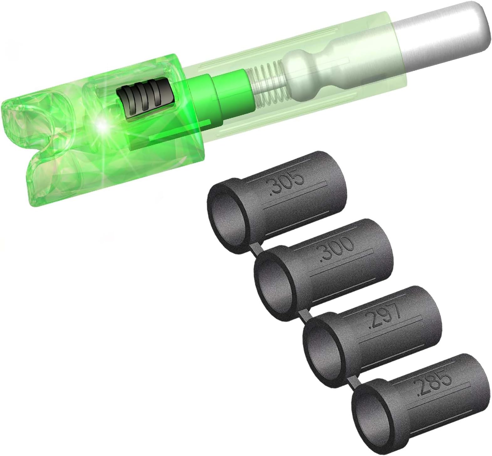 6PCS Lighted Nocks Universal Fit for Crossbow Bolts with .285”/.297”/.300”/.305” Bushings Half-Moon Light up Knocks