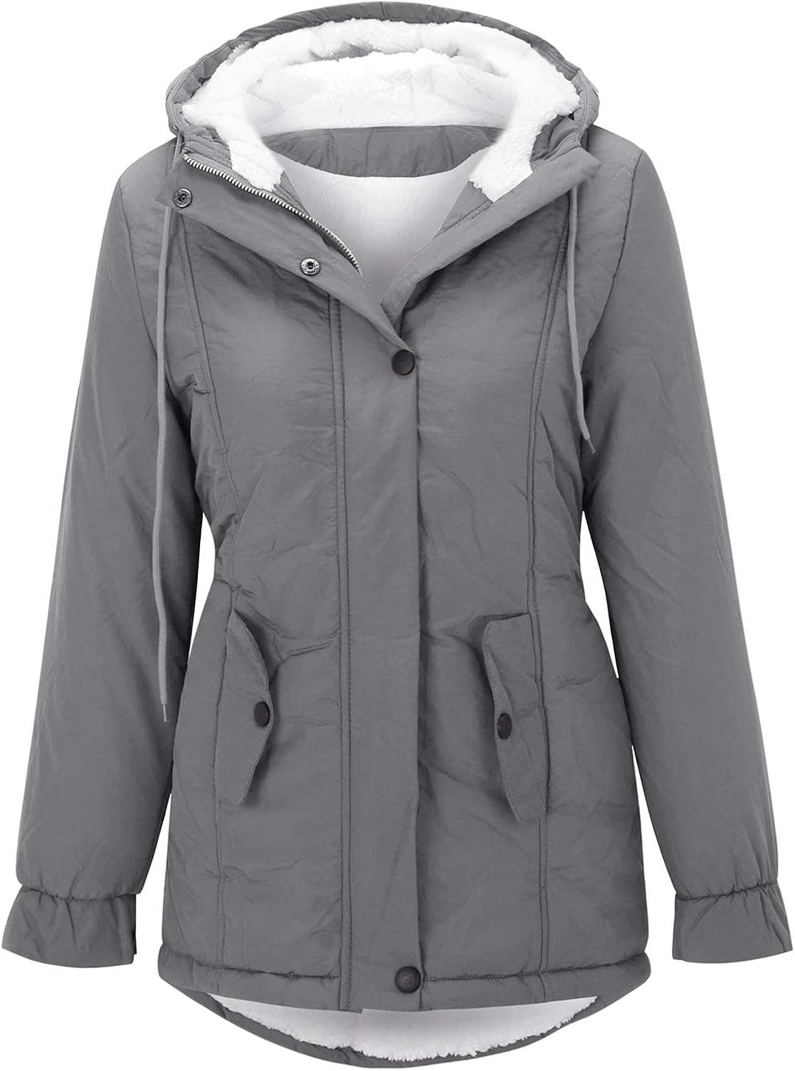 Parka Coat for Women Fleece Lined Thermal Waterproof Zip Up Hooded Parka Jacket Windbreaker Winter Warm Outdoor Jackets