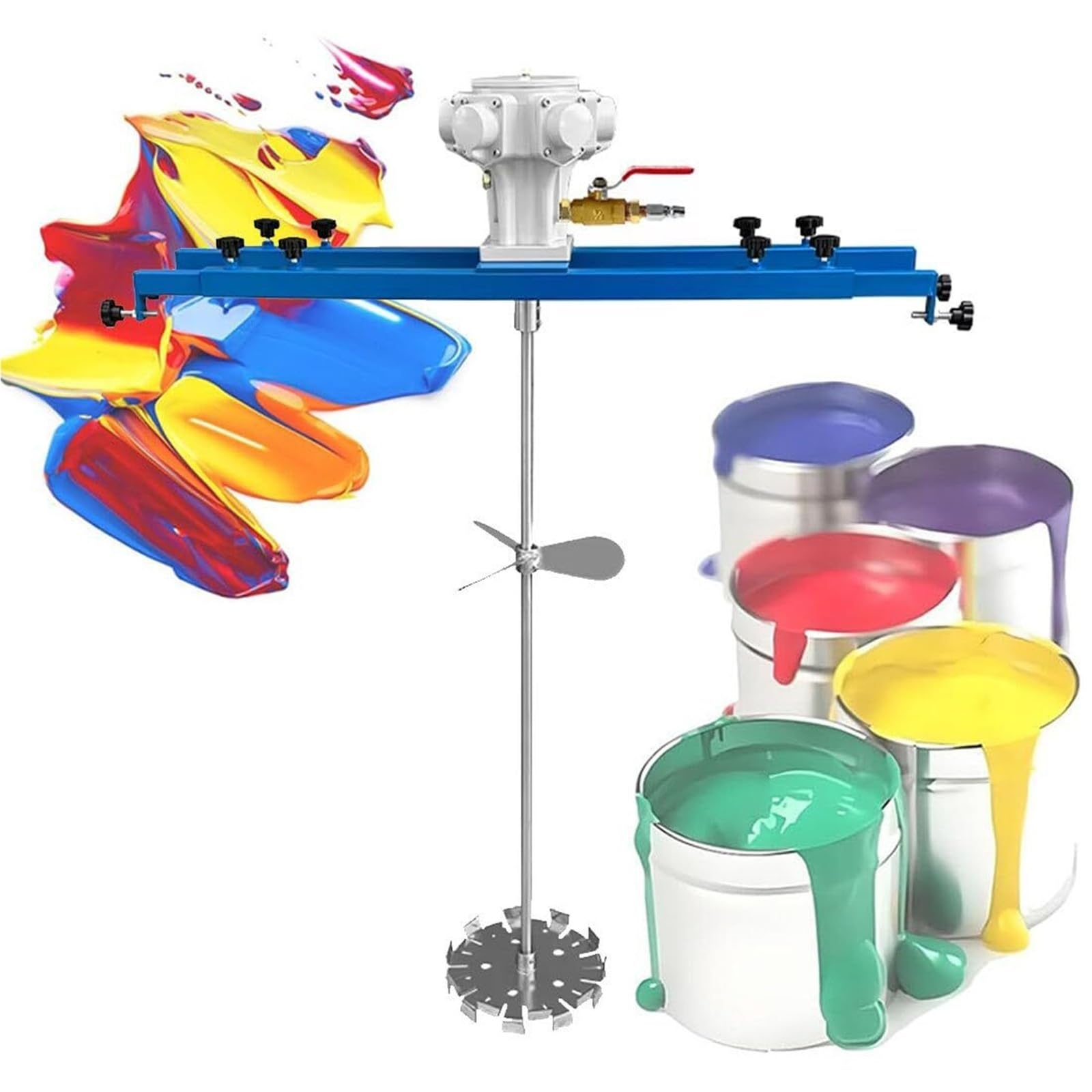 Mezclador de pintura de 1000 L, máquina mezcladora de tanque con agitador de aire, acero inoxidable, con soporte telescópico (72-120 cm), for pinturas, resinas y adhesivos de alta viscosidad(A,02)