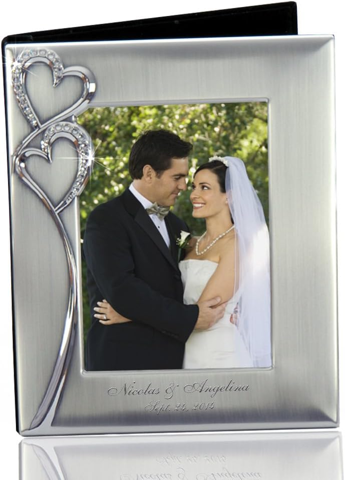 Thanh 39 Personalized Gifts -Silver Photo Album w. Crystal Hearts and Photo Cover