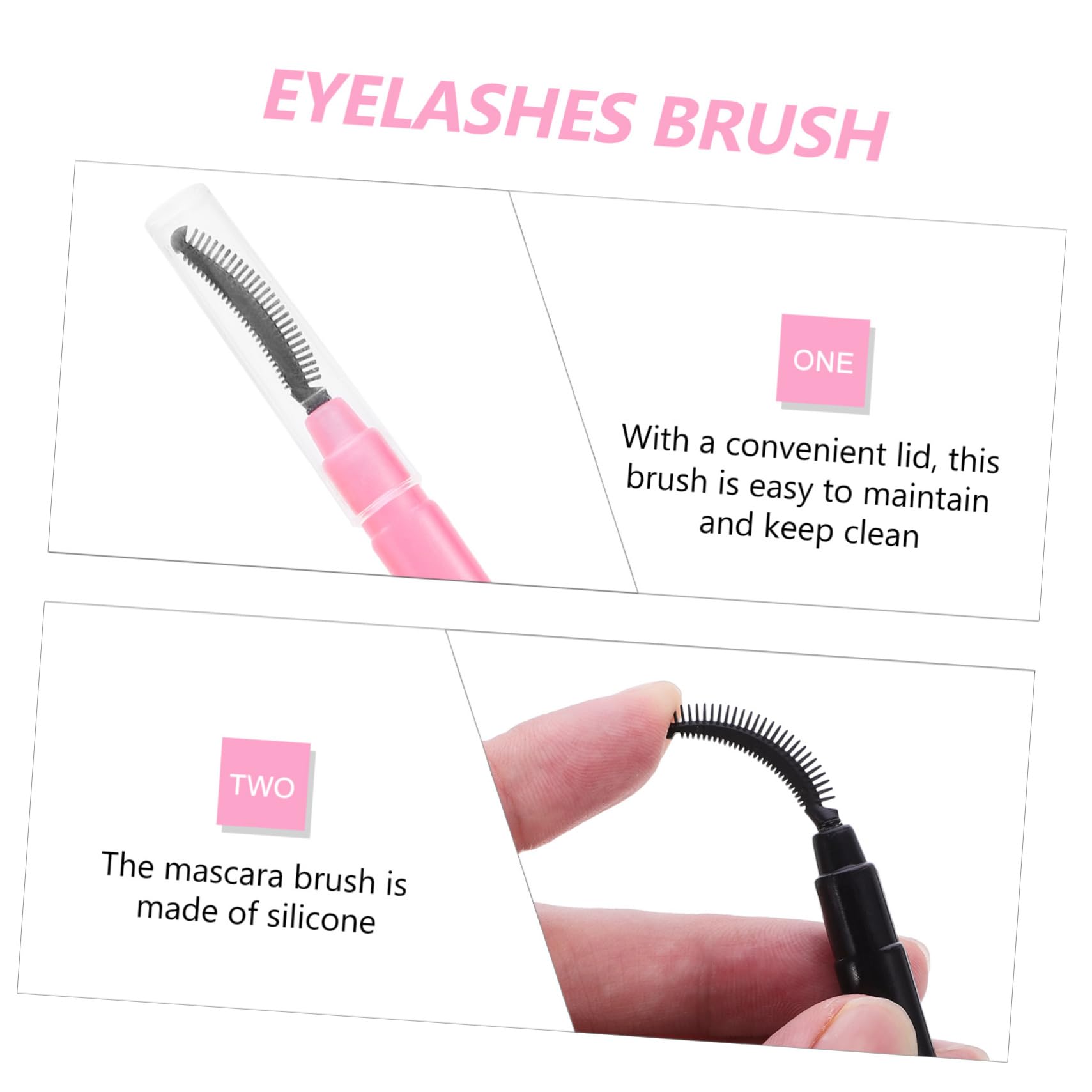 minkissy Elegant and Portable 6pcs Silicone Eyelash Brush Set Makeup Brush for Mascara and Brows