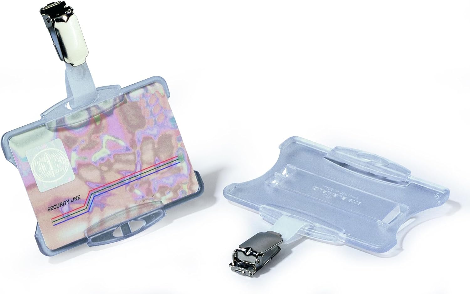 Durable Open Face style ID Badge Holders with Strap Clip, Horizontal Or Vertical Orientation, 2-3/4 x 3-5/8 Inches, Clear, Pack of 25 (811819)