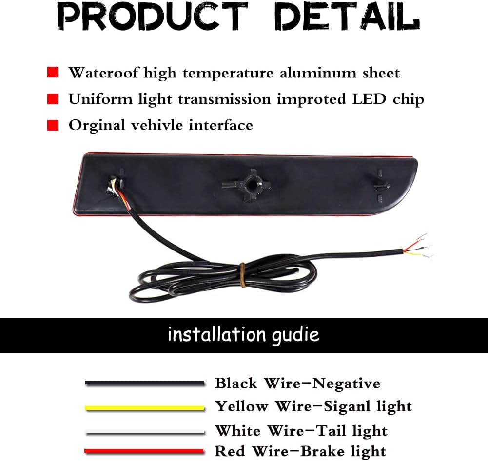 GTINTHEBOX Smoked Lens Led Rear Bumper Reflector Brake Tail Light with Sequential Turn Signal Lamps and Strobe Brake Lighting for Mitsubishi Lancer, Evolution X or Outlander 2008-2017