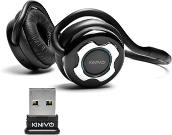 Kinivo BTH220 Bluetooth Stereo Headphones with BTD-400 USB Bluetooth PC Adapter Black, Bluetooth 4.0, Compatible with Windows, Raspberry Pi, Linux, Wireless Music Streaming and Hands-Free Calling