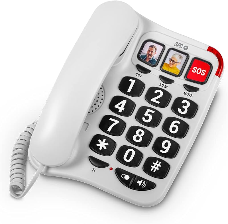 SPC Comfort Numbers 2 Időseknek Nagy Gombos Vezetékes Telefon Fotóval