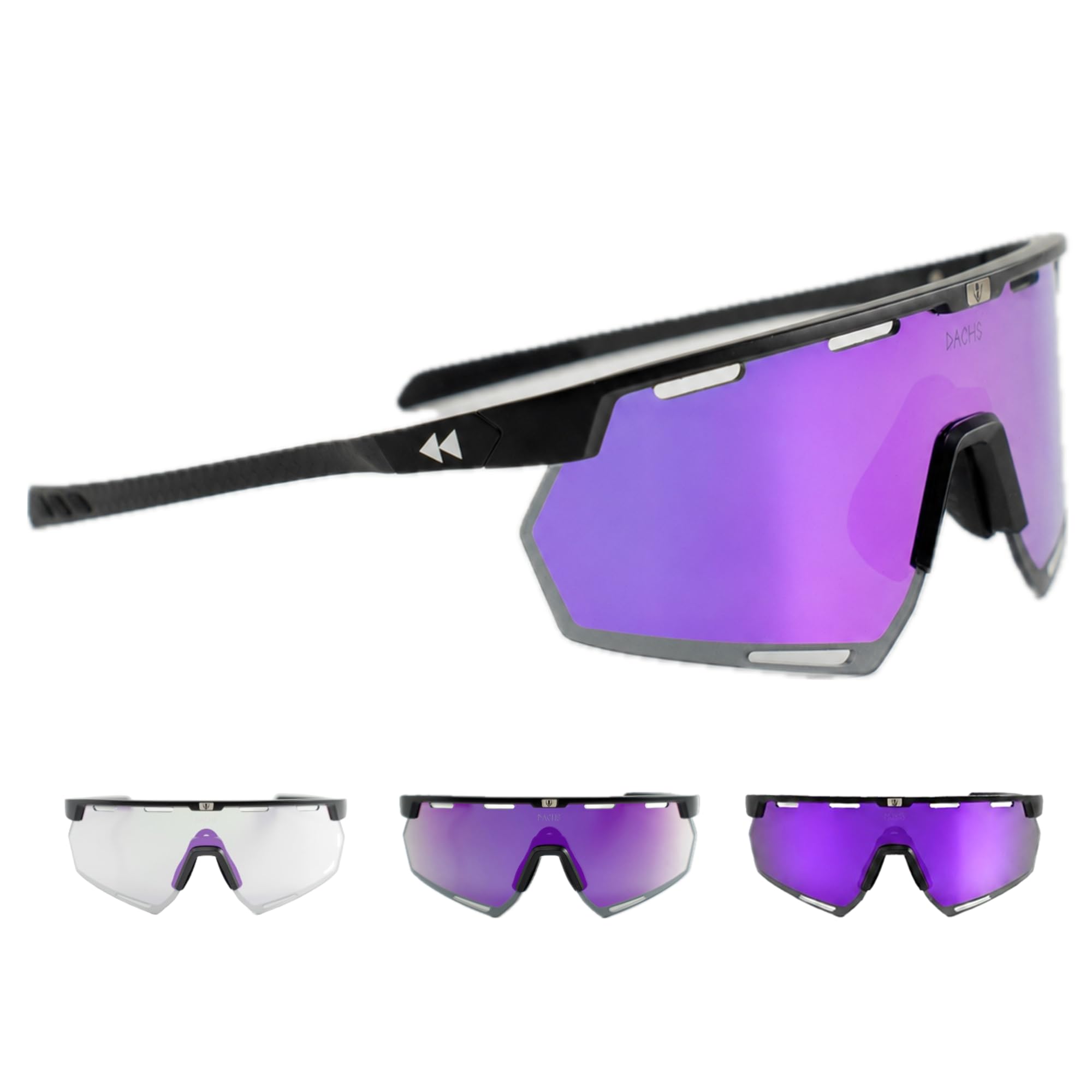 DACHS Carbon fotochromowe rowerowe okulary przeciwsłoneczne, samonośne okulary UV400, ultralekkie, 24 g, ramiona karbonowe