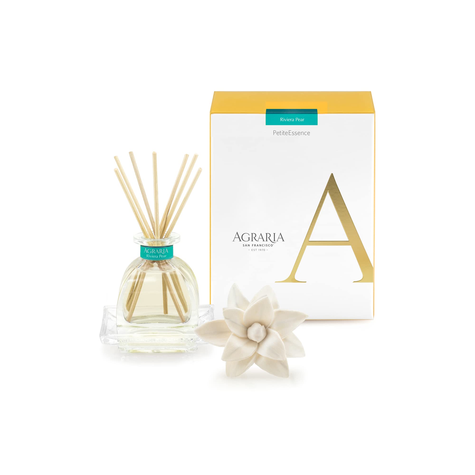 AGRARIA PetiteEssence Botanical Home Fragrance Gift Set, Hand Crafted Sola Flower Scented Oil Reed Diffuser for All Occasions
