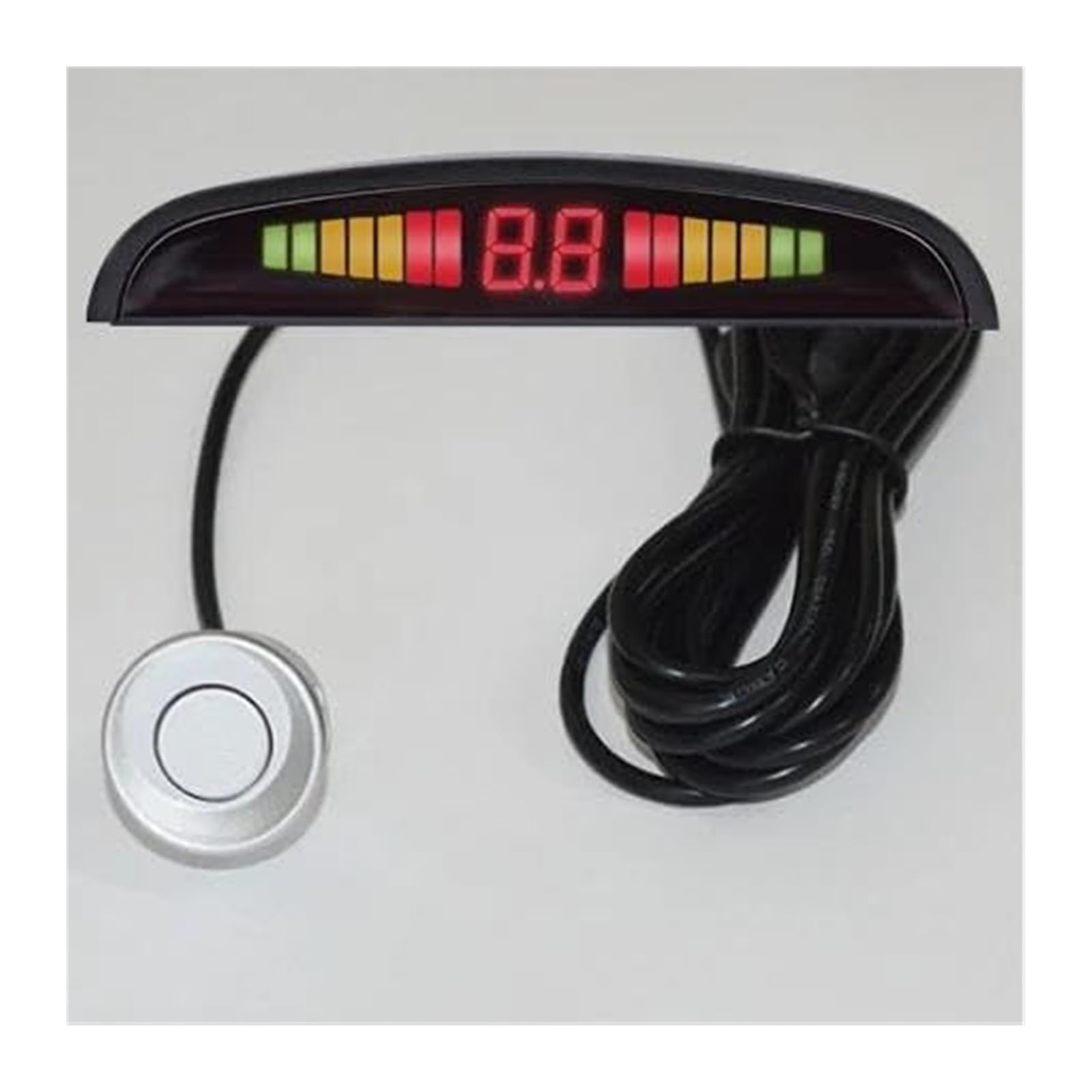 Sensor Aparcamiento con Radar Marcha Atrás Trasero para Coche 4 Detectores Pantalla Retroiluminada Sensor De Aparcami(Plata)