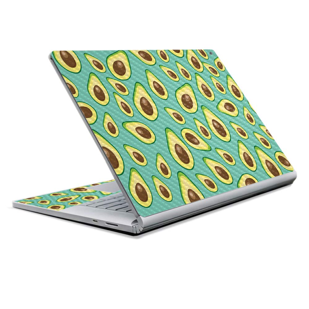 MightySkins Carbon Fiber Skin for Microsoft Surface Book 2 13" (2017) - Seafoam Avocado,Protective, Durable Textured Carbon Fiber Finish,Easy to Apply, Remove, and Change Styles,