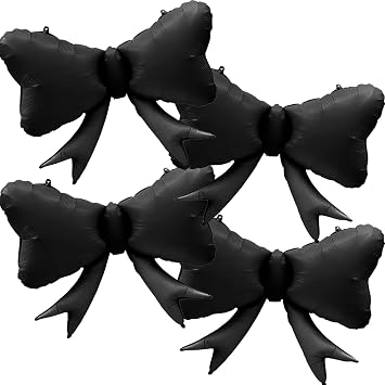 4 Pcs Large Bow Balloons, Black Bow Balloon Coquette Balloons for Black Bows Party Decorations Coquette Birthday Decorations