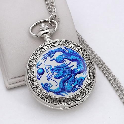 Miniatura 5 de VIGOROSO Cuarzo Hermoso Peony Bird Esmalte Pintura Steampunk Relojes de bolsillo de plata en caja