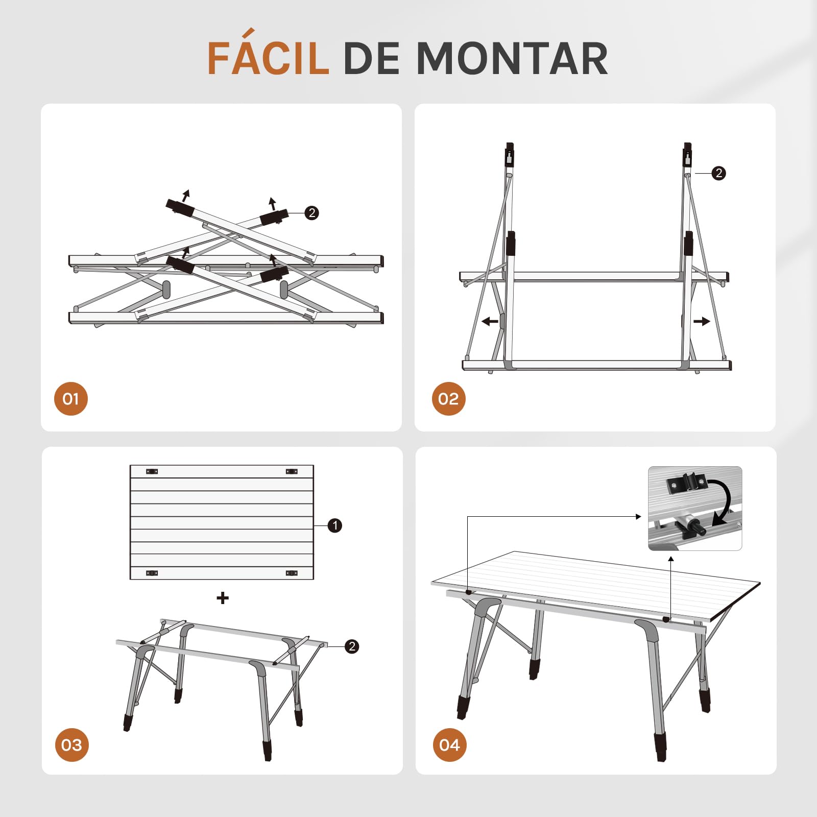 WOLTU Mesa de Camping Plegable Mesa de Aluminio de Jardín, de Trabajo, de Balcón, con Bolsa, Altura Ajustable, 90x52X (45-69) cm, Negro