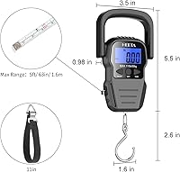 Vista 4 de HEETA Báscula de peso de pescado con pantalla LCD retroiluminada, hasta 110 libras/50 kg, báscula digital portátil para colgar peces con gancho