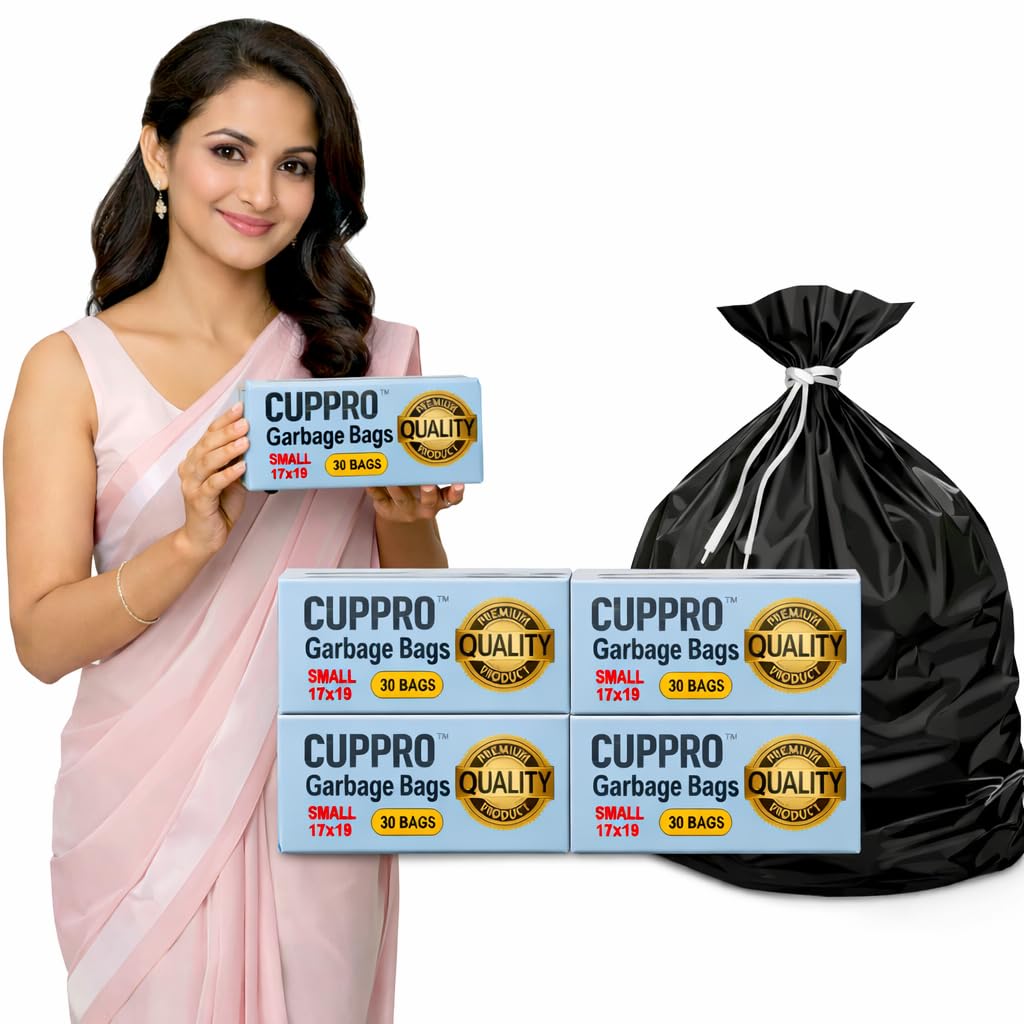 Garbage Bags Small 17 x 19 Inch | 120 Count | 30 Pcs x 4 Rolls | | Black Dustbin Bag for Dry & Wet Waste | Trash Bin Liners for Kitchen, Home & Office-image-14