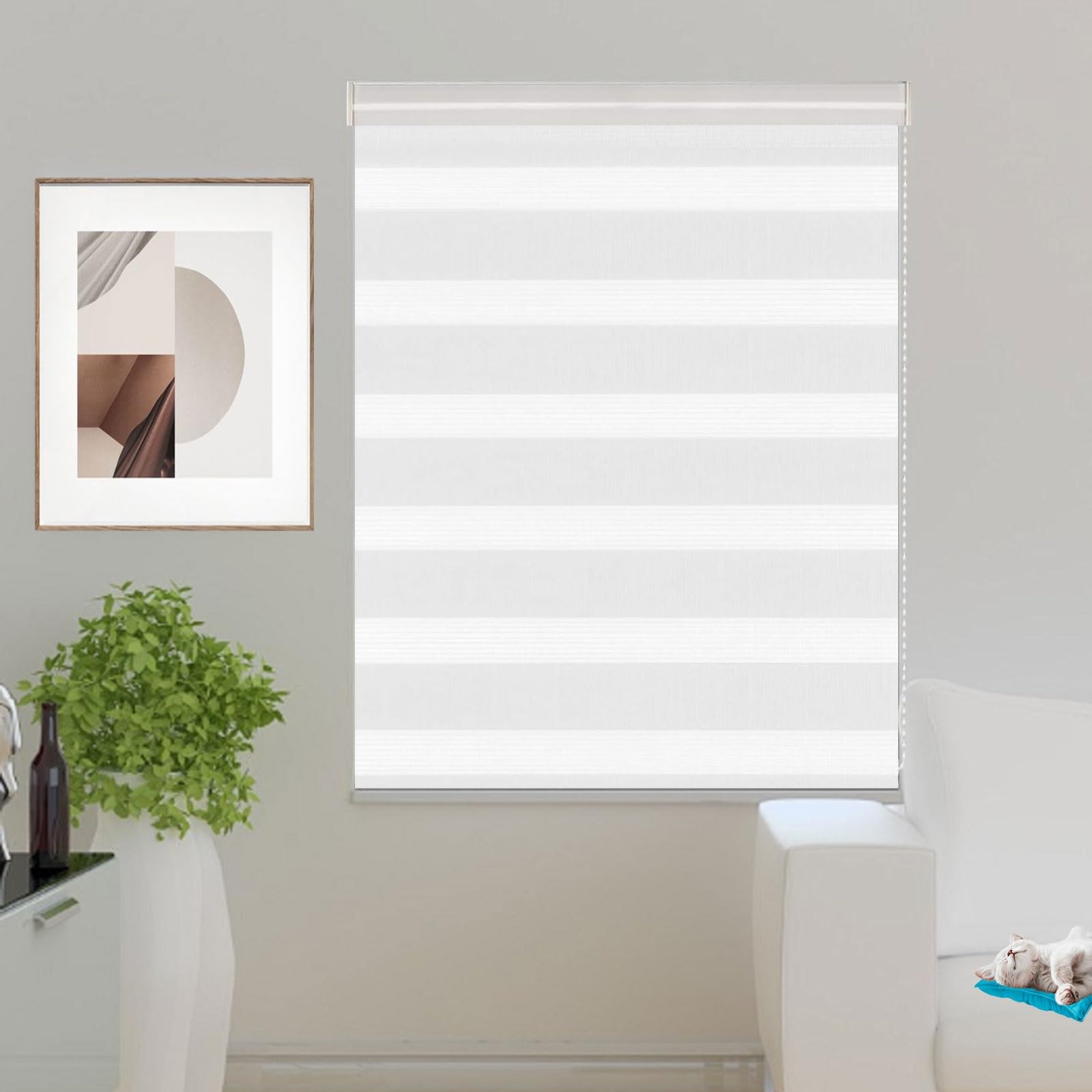 Portable Blackout Blinds 50 x 320 cm Thermal Insulated UV Protection Dual Layer Roller Shades Light Filtering Easy to Install Fittings Included for Home Office Bedroom, Biały