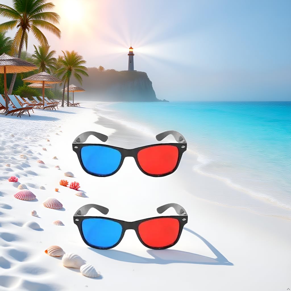 2 occhiali 3D universali rossi e blu per TV cinematografici, 3D, occhiali 3D, per videogiochi, per film 3D, occhiali 3D, design semplice e leggero, accessori per occhiali 3D