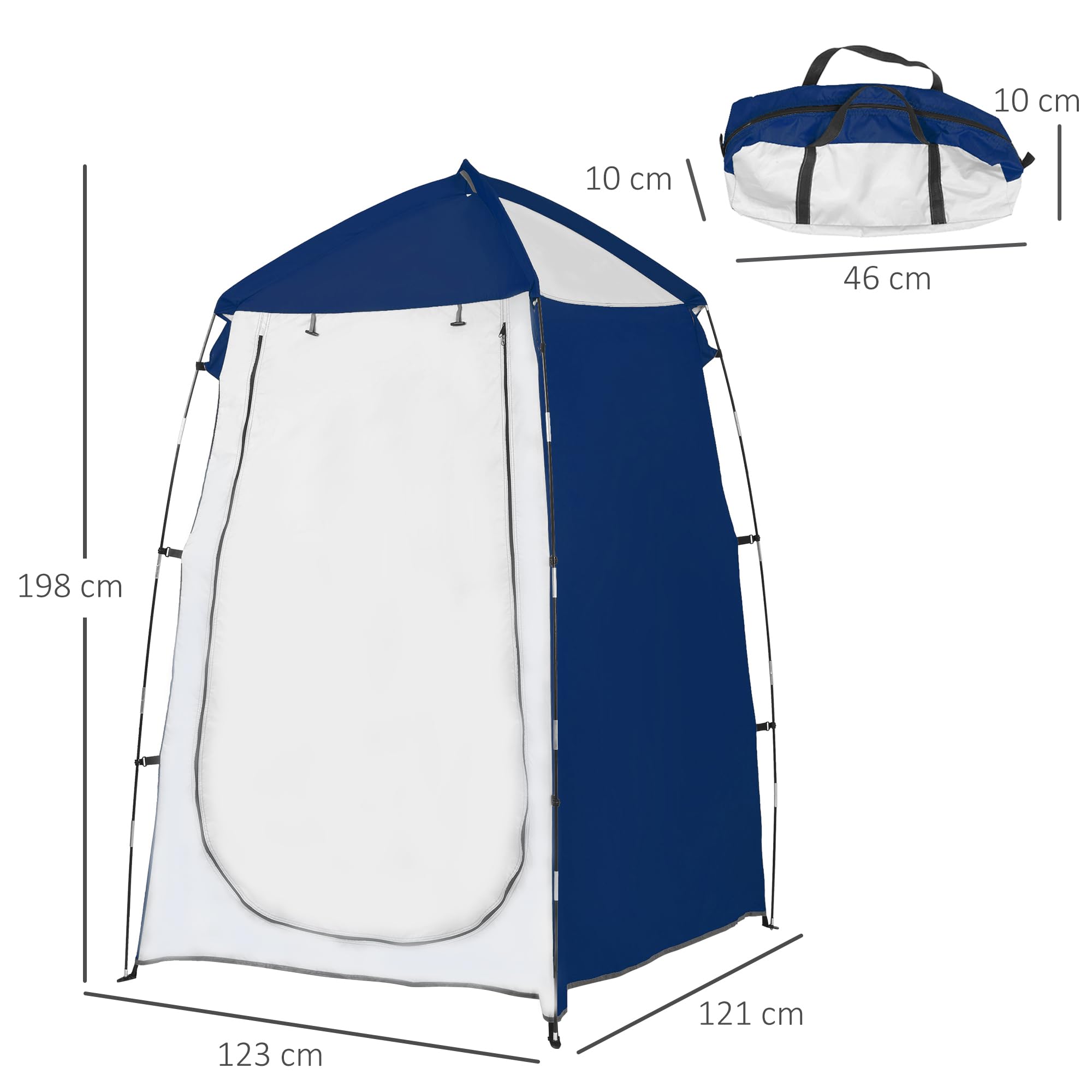 Outsunny Tienda de Ducha Camping Portátil UV25+ 123x121x198 cm
