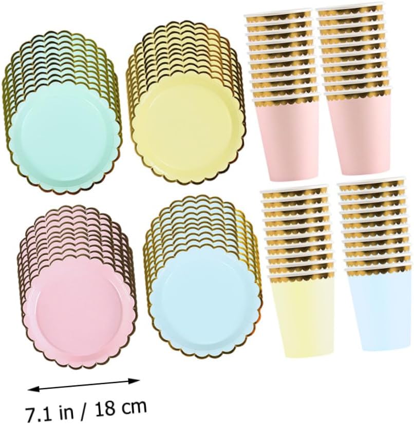 80pcs Disposable Paper Plates and Cups for Parties Festivals and Gatherings Color Variety Eco-friendly Dinnerware for Christmas Birthdays and Outdoor Events